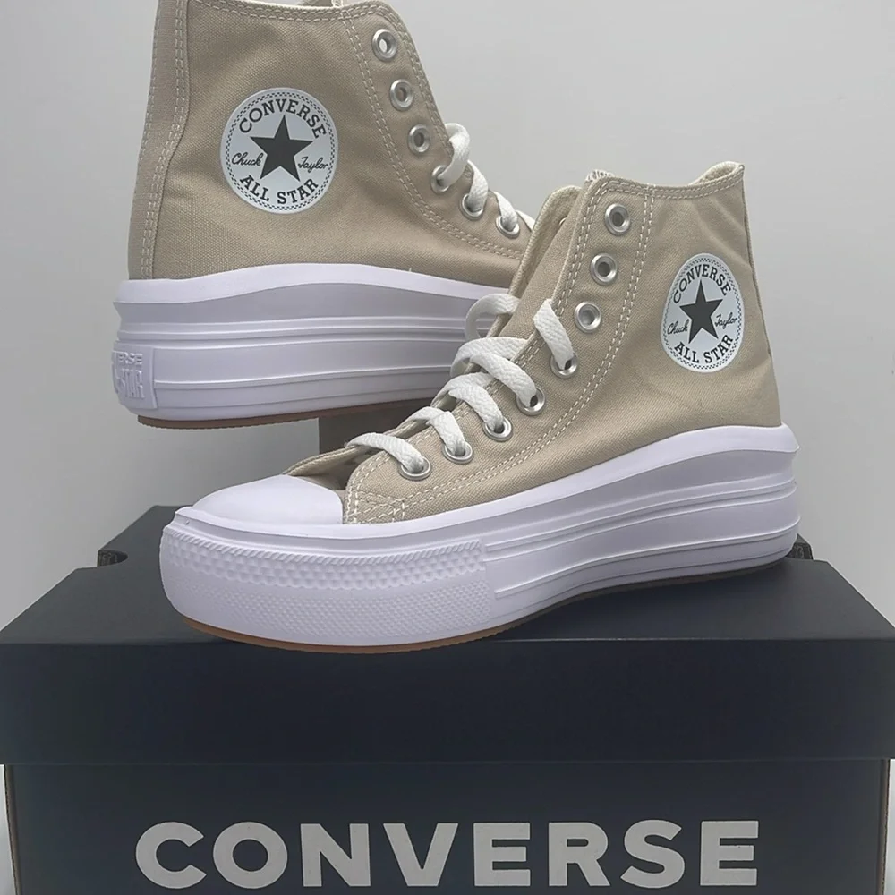 Converse WMNS A04365C CTAS MOVE HI BEACH STONE/WHITE/BEACH STONE Platforms - Picture 9 of 16